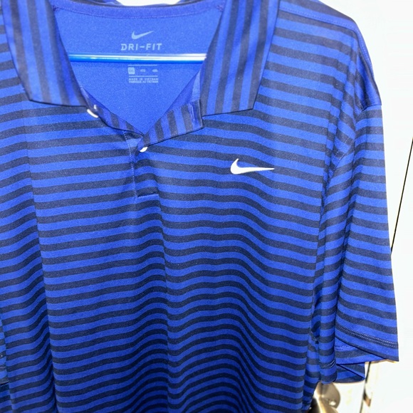 Nike Dri-FIT Navy Striped Polo - Picture 1 of 6